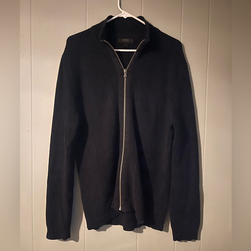 Express Men's Black Zip-Up Sweater